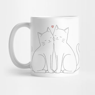 Couple Cats - Line Art Mug